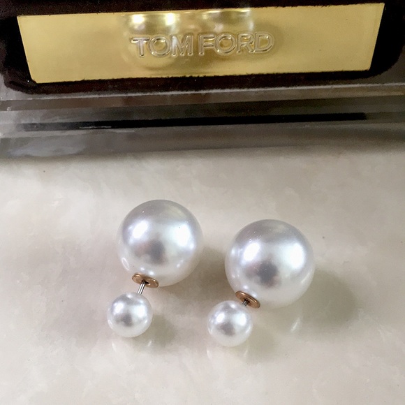 Pearl Ball Double-Sided Stud Earrings. - Picture 2 of 12